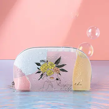 TPU Cartoon cheap cosmetic bags Cosmetic Semicircle cute travel makeup pouch