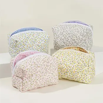 Wholesale Quilted Cotton Cosmetic Bag | Floral Makeup Organizer in Pastel Colors for Beauty Brands & Retailers