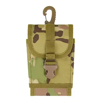 Tactical MOLLE Phone Pouch with Carabiner and Buckle Closure