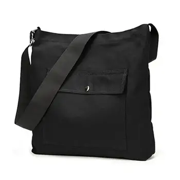 Minimalist Canvas Shoulder Bag with Large Storage and Adjustable Strap