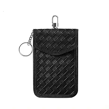 Anti-RFID Leather Key Fob Pouch with Signal Blocking for Security