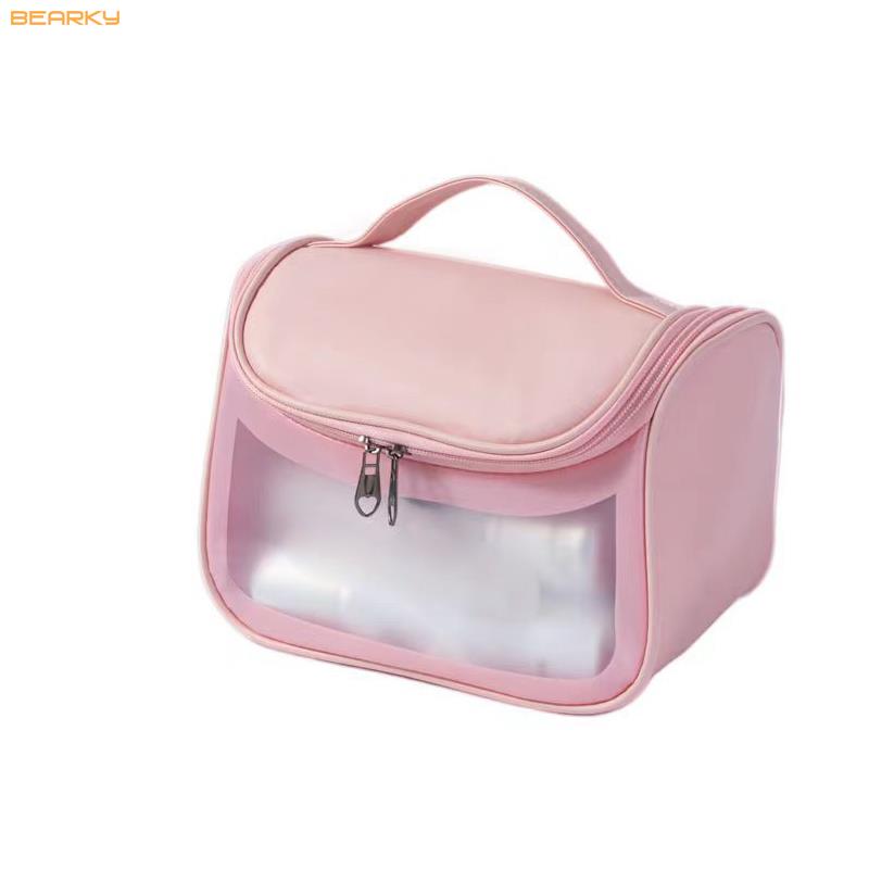 Wholesale Custom Little Yellow Duck Hanging Best Make Up Bag TPU Open Cover Travel Cosmetic Organizer