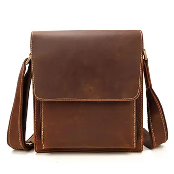  Classic Leather Crossbody Messenger Bag with Flap Closure