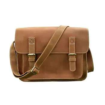  Classic Leather Satchel Bag with Buckle Closure and Adjustable Strap