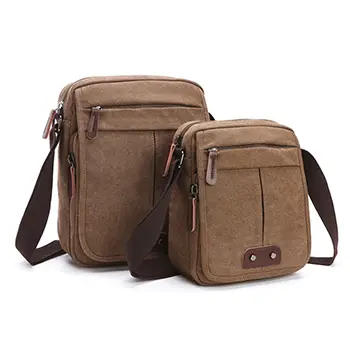 Compact Canvas Messenger Bag with Multiple Compartments and Adjustable Strap