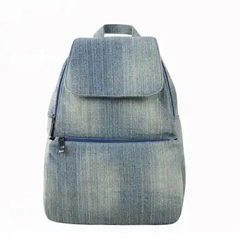  Compact Denim Backpack with Functional Design