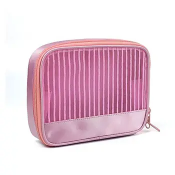 Professional Pink Pvc Small Mesh Makeup Bag Beauty Cosmetic Pouch Bag