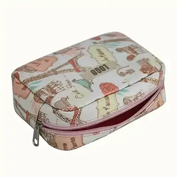 OEM Paris Printed Vintage Makeup Case Camping Custom Toiletry Bag