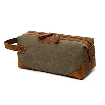 Vintage Canvas and Leather Travel Dopp Kit – Durable and Customizable