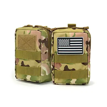 Dual-Compartment MOLLE Tactical Pouch with Customizable Patch Area