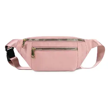 Elegant Multi-Pocket Waist Bag with Gold Zipper Accents