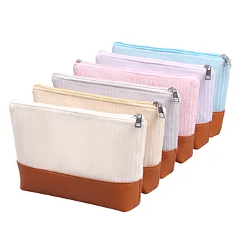 Lightweight Leather Beauty Corduroy Men's Cosmetic Bag Travel Pouch For Toiletries