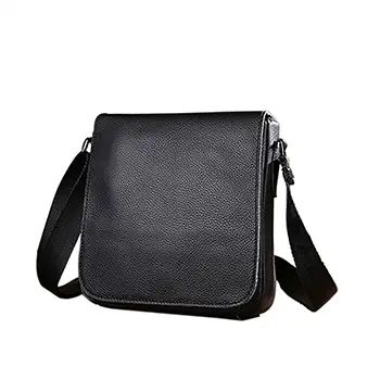 Genuine Leather Crossbody Messenger Bag with Zipper Pocket