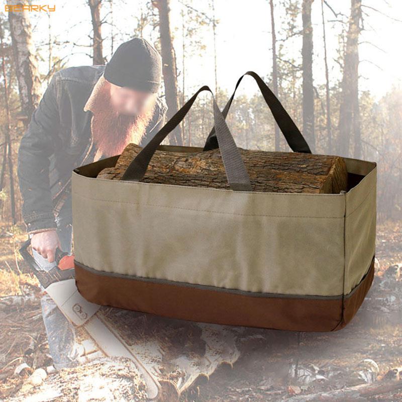 Heavy-Duty Two-Tone Firewood Tote Bag