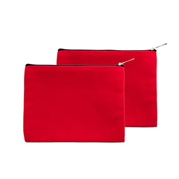 Red With Zipper Ladies Travel Pouch For Toiletries Waterproof Small Makeup Bag