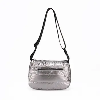 Lightweight Shiny Nylon Crossbody Bag with Adjustable Strap