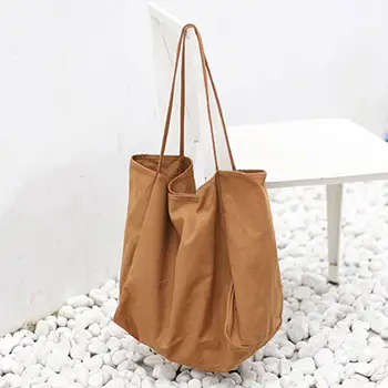 Minimalist Canvas Tote Bag with Large Capacity and Soft Structure