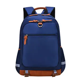 Durable Multi-Compartment Backpack with Reflective Safety Strips and Leather Accents