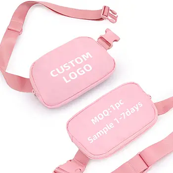  Pink Multi-Compartment Waist Bag with Adjustable Strap