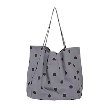 Polka Dot Canvas Tote Bag with Large Capacity and Casual Style