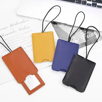 PU Leather Luggage Tag with Loop Strap – Stylish and Lightweight Travel Accessory