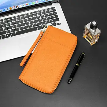  Elegant PU Leather Multi-Compartment Wallet with Wrist Strap