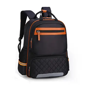 Quilted Multi-Pocket Backpack with Reflective Strip and Customizable Logo