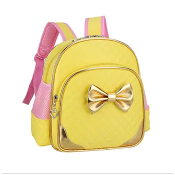 Quilted Pink Backpack with Golden Bow Accent and Customizable Logo