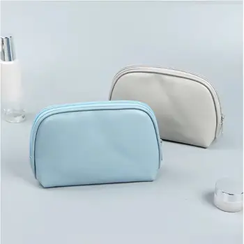 Custom Solid Color Large Mens Professional Pu Mens Leather Travel Flat Toiletry Bag