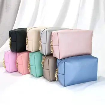 Wholesale Saffiano PU Leather Cosmetic Bag | Sleek Makeup Organizer with Pastel Colors for Beauty Brands & Retailers