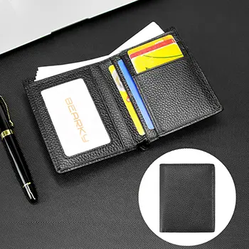  Slim RFID-Blocking Leather Card Holder Wallet