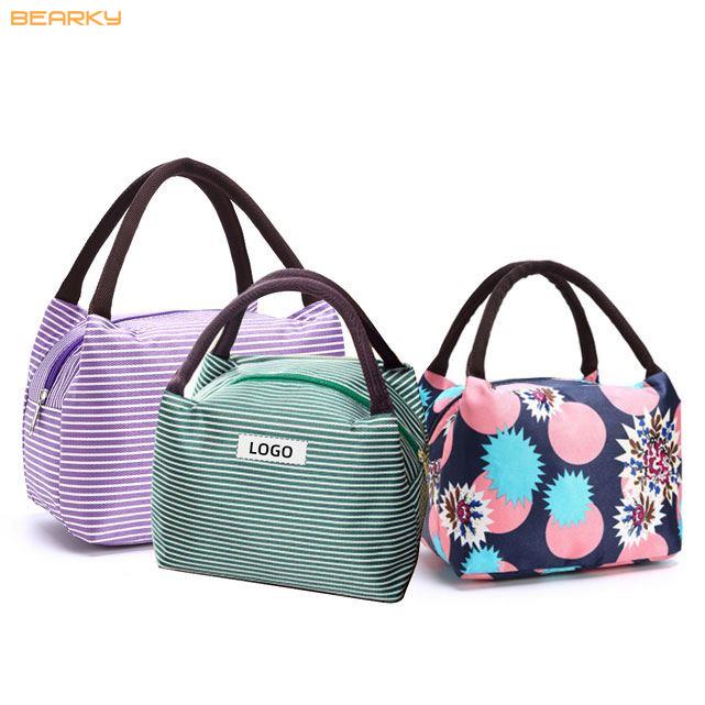  Striped Thermal Lunch Bag with Soft Handles