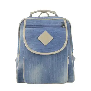 Stylish Denim Backpack with Front Flap and Compact Design