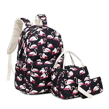 3-Piece Student Backpack Set with Trendy Prints and Multi-Function Design