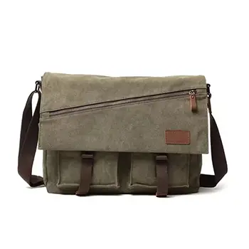 Vintage-Style Polyester Messenger Bag with Adjustable Shoulder Strap