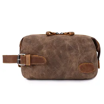 New Design Oem Personalized mens travel waxed canvas Dopp Kit Bag Bride Makeup Bag