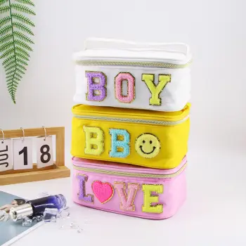 Casual Outing Fashion Kids Portable Letter A Nylon Makeup Pouch Bag