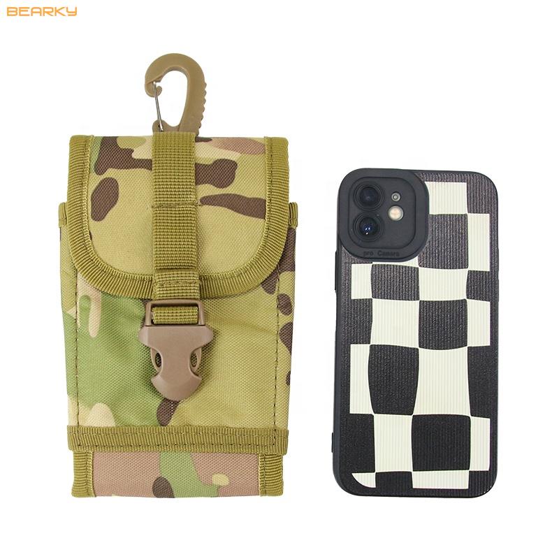 Tactical MOLLE Phone Pouch with Carabiner and Buckle Closure