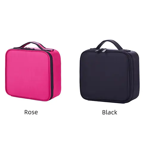 Bearky Polyester Double Layer Multifunction Pink Vintage Makeup Case 