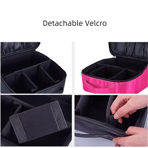 Bearky Polyester Double Layer Multifunction Pink Vintage Makeup Case 