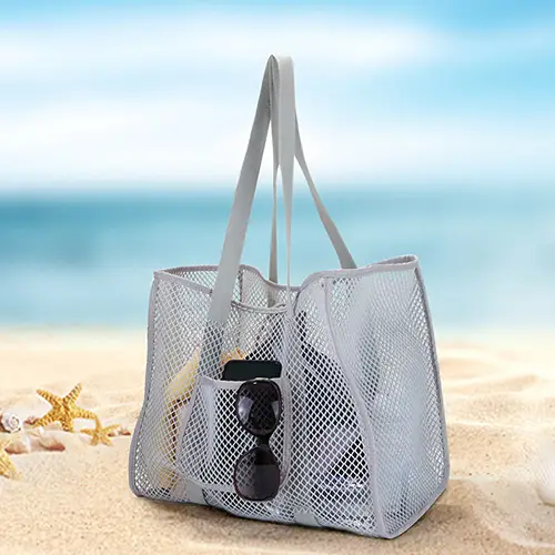 Popular Fashion Summer Women Mesh Large Reusable Tote Bags