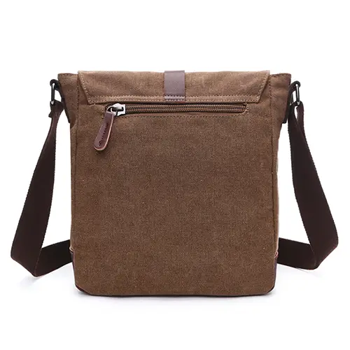 Vintage Canvas Messenger Bag with Leather Straps and Multi-Compartment Design