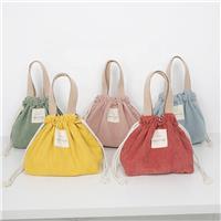  Trendy Corduroy Drawstring Tote Bag with Soft Handles