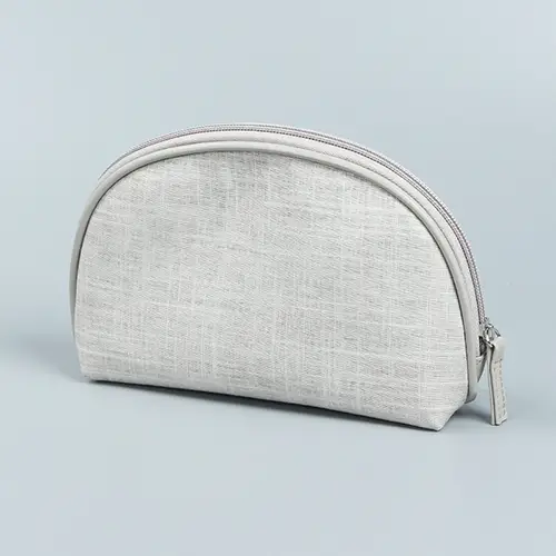 The Latest Semicircle Pink Wholesale Fashion White Cotton Canvas Makeup Bag